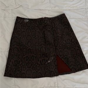 Motel Rocks Dark Brown Snake Print Mini Skirt